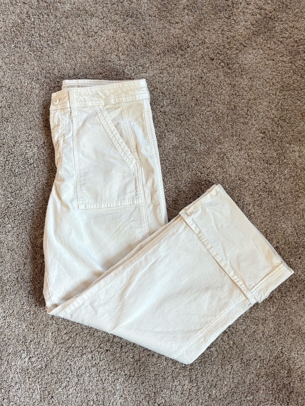 American Eagle Outfitters Cream High-Rise Stretch Utility Pants